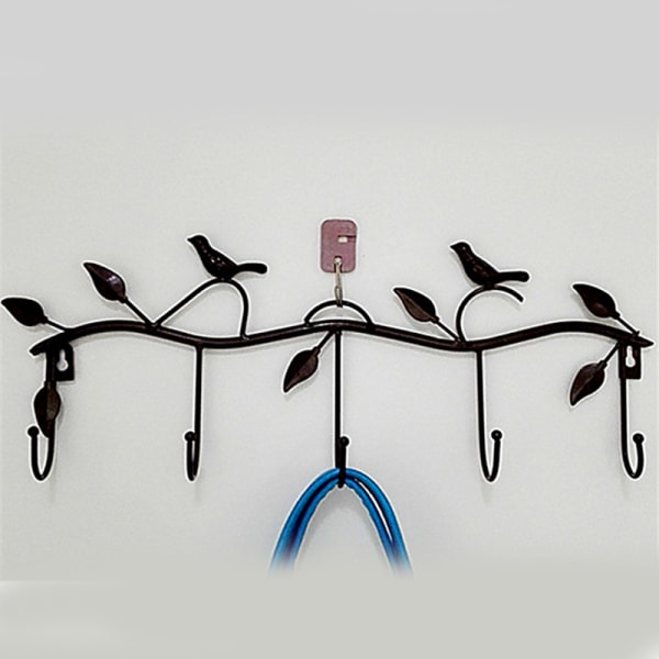 Fåglar Metall Vägghängare och hatthylla Multifunktionsmonterade Krokhängare För black