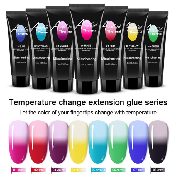 Nagelförlängningslim Färg ändras med temperatur för kvinnor Nail Art Salon 6