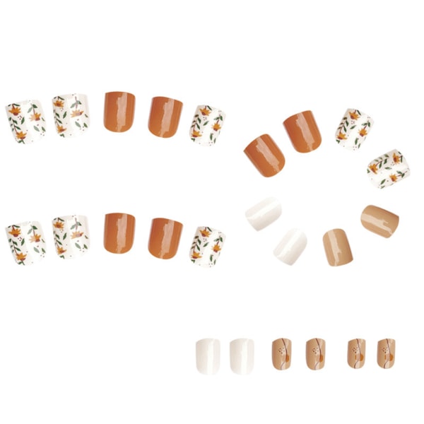 Estetiska franska bruna lösnaglar INS Trendiga kvinnor konstgjorda naglar för professionell nail art glue models