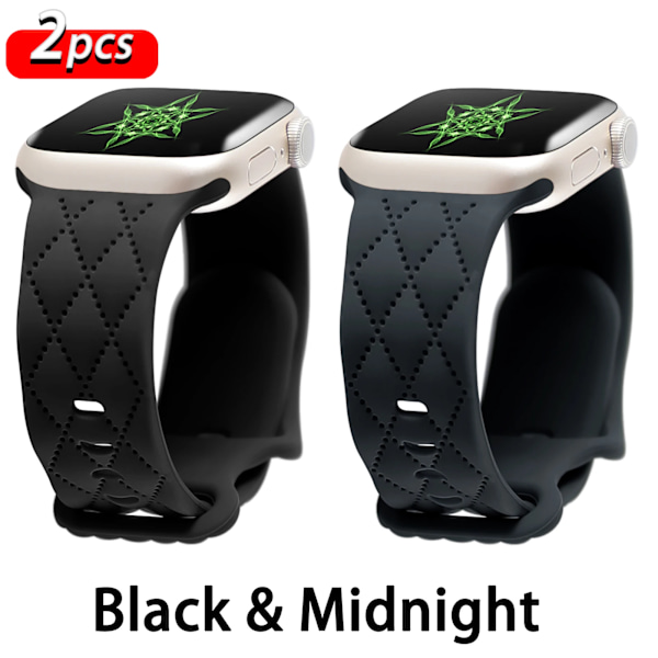 Nytt silikonarmband för Apple Watch Band 41mm 40mm 45mm 44mm 49mm 46mm 42mm armband iwatch ultra 2 series 10 SE 9 8 7 6 5 band Black-Midnight 49 46 45 44 42 mm
