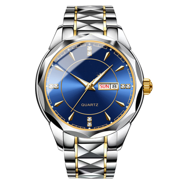 Unisex metallkvartsklockor Trendig vattentät lysande watch för shopping och vardagsliv white steel-black surface male