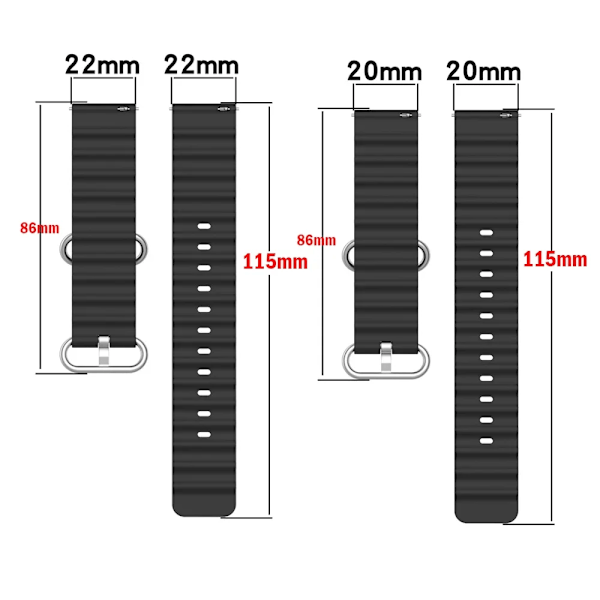 Ocean klockarmband för Samsung Galaxy Watch 6 4-classic/5-Pro-3/active 2/Gear Silikon 22mm 20mm Armband Huawei GT 2 3 pro rem Army green 07 20mm watch band