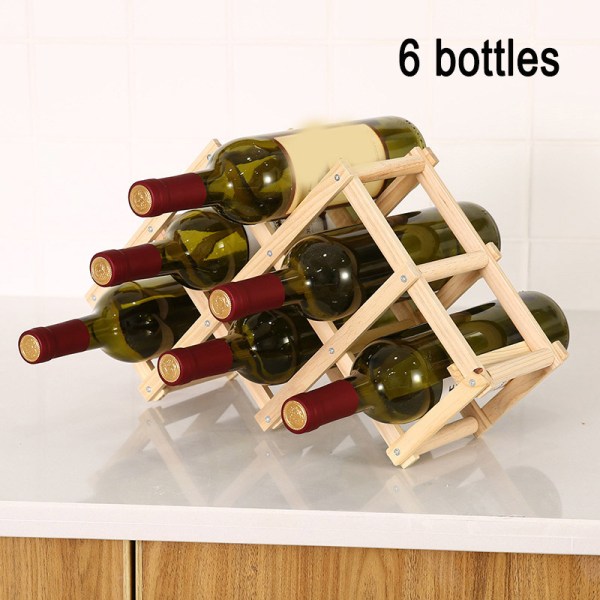 Vikbar vinflaskhållare i trä Vinhyllor rymmer 3/6/10 flaskställ for 3 bottle