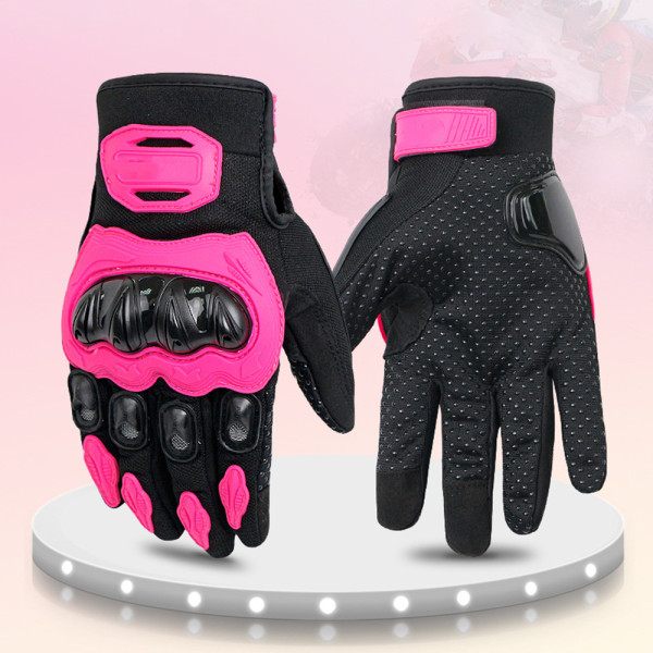 Non-slip Motorcycle Gloves Men's and Women's Four-season Touch Screen Gloves pink m