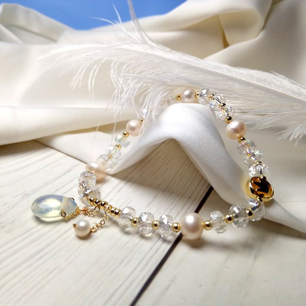 Crystal Pearl Armband Beaded Hand Chain Snygg smycken present för kvinnor flickor default