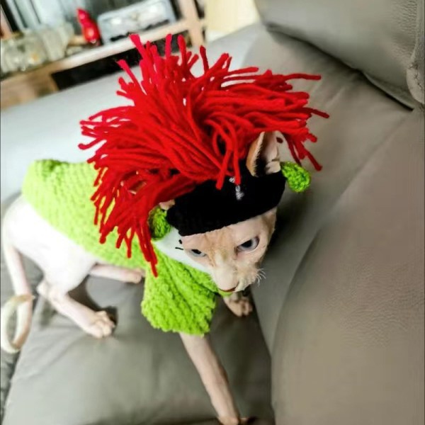 Cat Funny Hat Sphinx Huvudbonader Hund Devon Punk Reggae Rock Style Crossdressing Hatt Huvudbonader punk red s