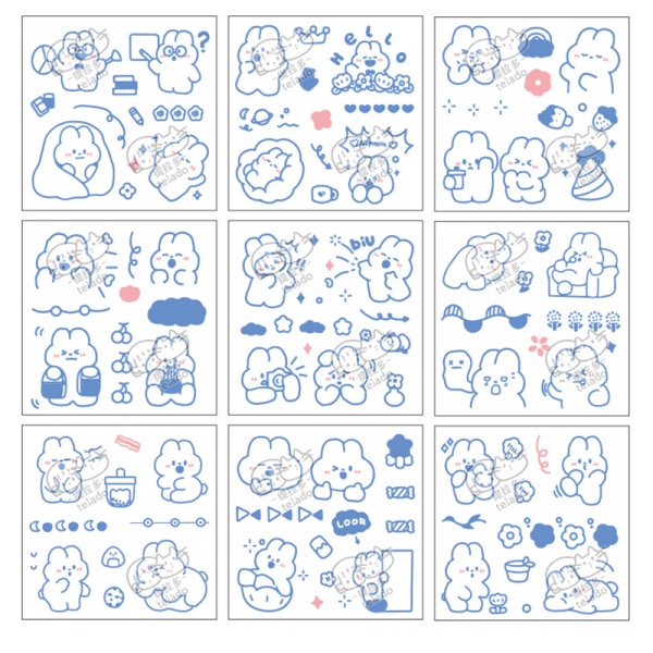 Set av 100 Cartoon Sticker Cartoon Rabbit Scrapbooking Decal Pack söt as show