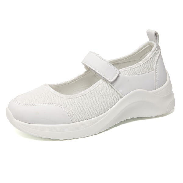 Slip-on Ankel Strap Skor för kvinnor Tjock Platform Sneakers Stickad Ovandel white 41