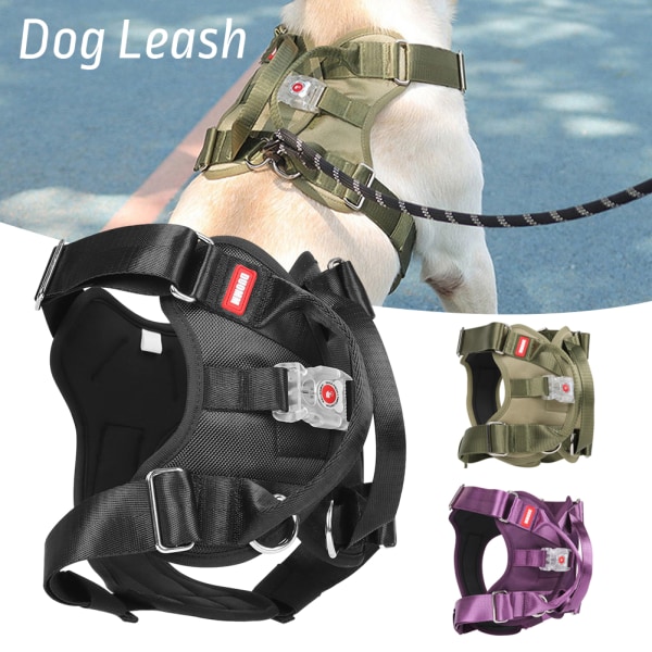 Glödande hundväst koppel metall justeringsspänne husdjurskoppel för hundar som går black s