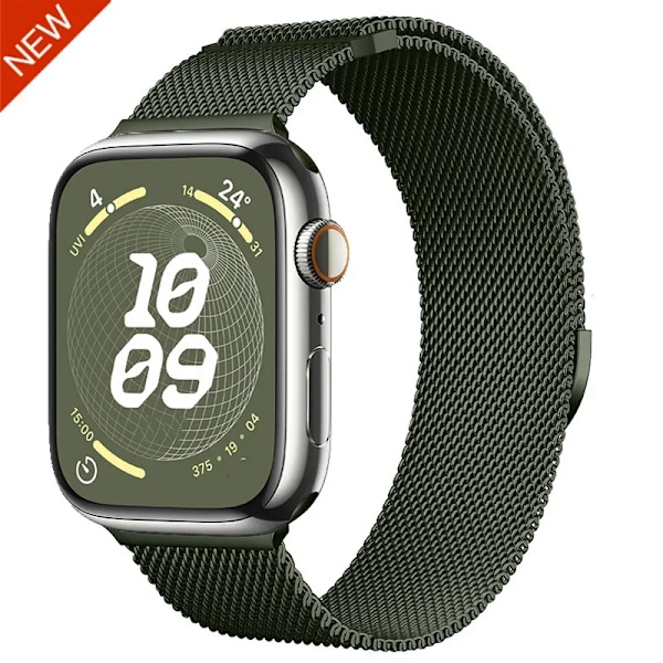 Milanese Armband för Apple Watch 10 46mm 42mm Band Magnetiskt Armband för iWatch Ultra 49mm 9 8 7 6 5 SE 45mm 41mm 44mm 40mm Armband Army green Series 10 42mm