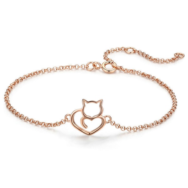 Enkla silverarmband ihålig kattformad handkedja för kvinnor En one size justerbara smycken rose gold