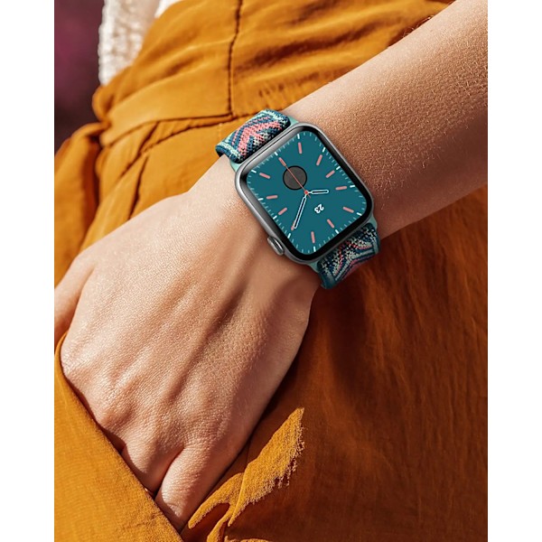 Scrunchie Armband för Apple Watch Band 45mm 44mm 40mm 41mm 42mm 46mm 49mm Elastiskt Nylonarmband iWatch serie 10 9 8 7 se Ultra 2 Bohemia purple 42mm 44mm 45mm 49mm