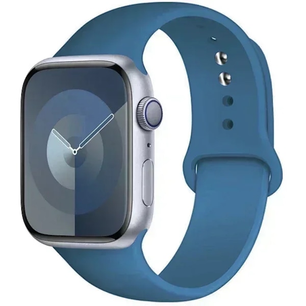 Original Silikonarmband för Apple Watch Band 44mm 38-40 42-46 41-45 46MM 49 mm Armband iwatch Serie 10 9 7 4 5 6 8 SE Ultra 2 3 36 denim blue S10-42MM 38 40 41 L