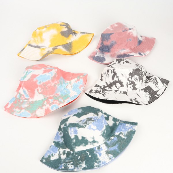 Tie-dye Bucket Hat Casual Outdoor Solskyddshatt Vändbar Dubbelsidig Bär Lämplig j