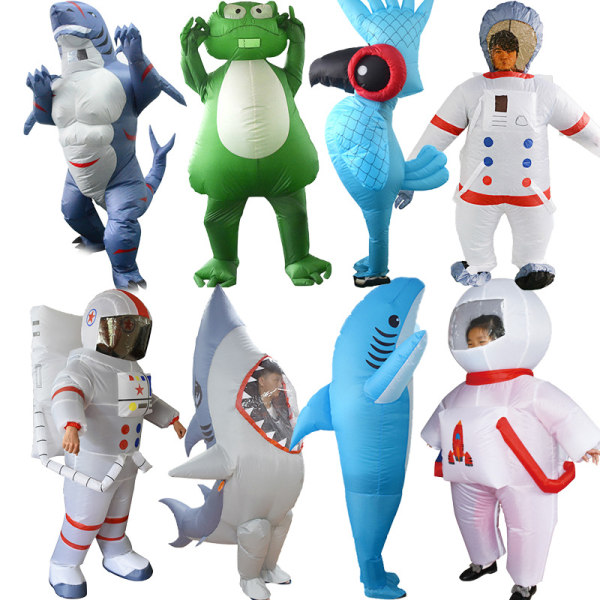 Halloweendräkt udda blåhaj uppblåsbara kläder tecknad docka uppblåsbar astronaut blue dink one size fits all