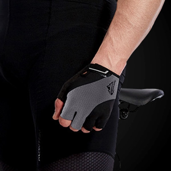 Halkfria halvfingerhandskar med handledsstöd Vadderade Fitness Kort öppet finger s black gray