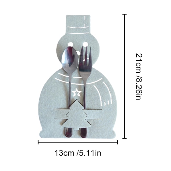 4 st jul servishållare set med snögubbe form bestick och gaffelpåsar för fest middag bordsdekorationer prydnader blue