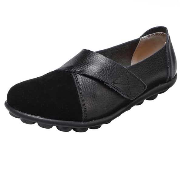 Ortopediska PU läder Loafers Mjuk sula Casual Flats Skor för kvinnor studenter a 35