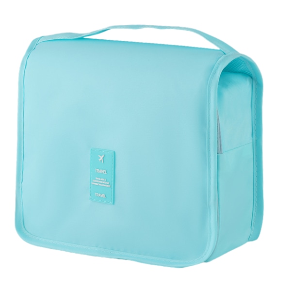 Bärbar kosmetikaväska med krok Vattentät tvättpåse med stor kapacitet för resor light blue