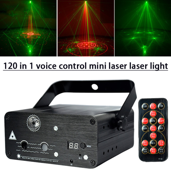 Mini Party Light 120-i-1 DJ Disco Lights Ljud & Fjärrkontroll Scen Laser Projector Light för as show