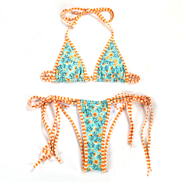 Mode dambaddräkt Sexig slips Bikinitringa 2-delad sommarbadkläder m 3