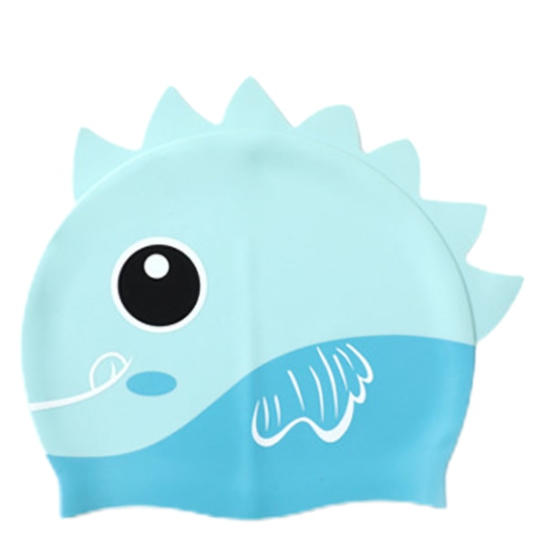 Cap för barn 3D tecknad design badhatt flexibel silikon vattentät light blue whale - medium