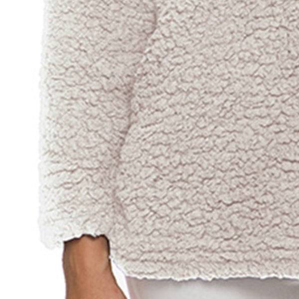 Damtröja fleece-T-shirt 1/4 dragkedjetopp med krage med stor storlek för vår vinter hösten utomhus creamy-white 3xl