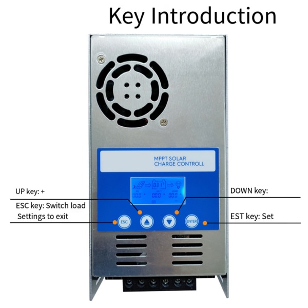 12V24V48V60A Solar Charge Controller med fläkt+aluminiumlegering skrovskal Lämplig för 30A 40A 50A 60A modeller default