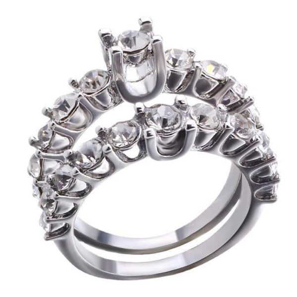 Lyxiga briljanta ringar med zirkon evighetsbröllopsringar dubbla lager snygg smyckepresent för kvinnor blue 9b