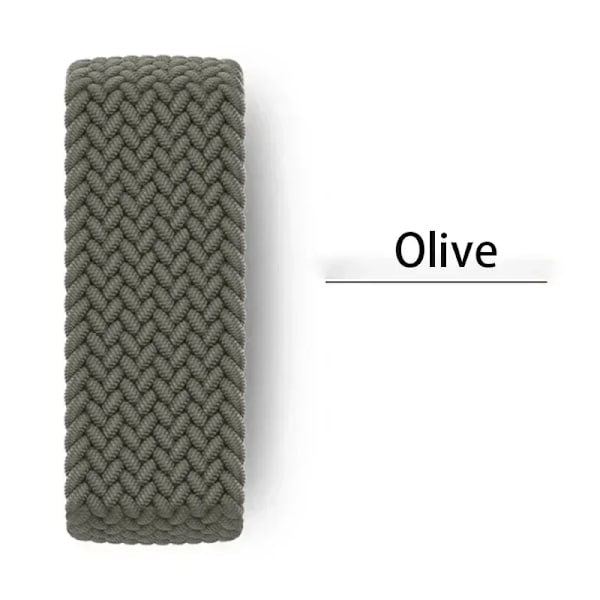 Flätat Solo Loop Armband för Apple Watch Band Nylon 49mm 45 44 41 40 38mm 42mm Correa Armband iwatch Series 9 8 7 5 SE 6 Ultra 2 Olive M