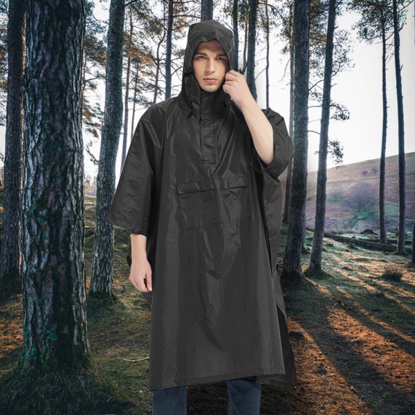 Unisex poncho med huva för vuxna med Pocket Hiking Camping Lättviktsregnjacka default