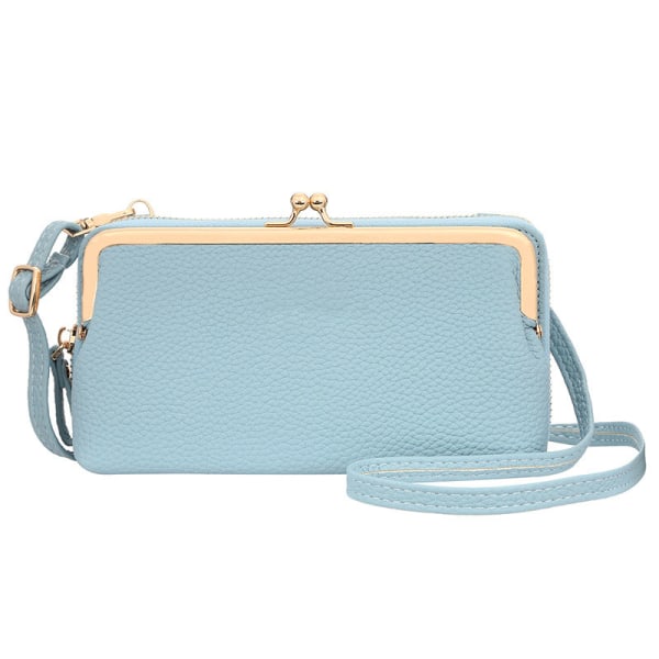 Kvinnors PU Sling Bag Crossbody mobiltelefonväska för flicka Lätt mini axelväska plånbok med blue