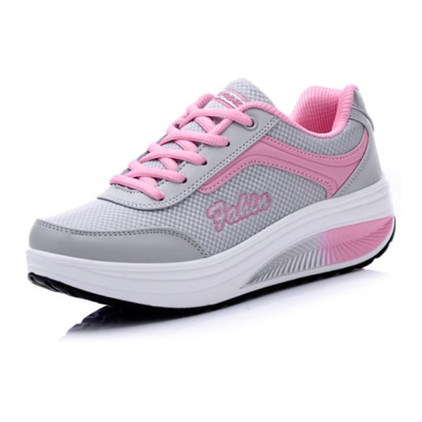 Dam Casual Sneakers Lättviktsventilerande Casual Walking Sportskor för utomhusresor Nytt gray pinkleather 38