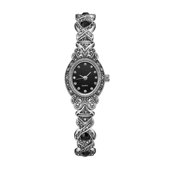 Vintage Dam Rhinestone Quartz Watch snidad legering Band Armband Armbandsur Retro default