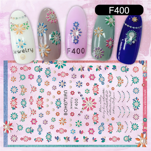 Bohemian Totem Smudge Flower Nail Sticker Nageldekal Applikation Manikyr Nail Art f400