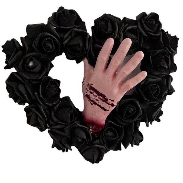 Love Heart Svarta rosor Garland med Blood Hand Mode Enkel semesterdekor för hotellbarens hem assembly required