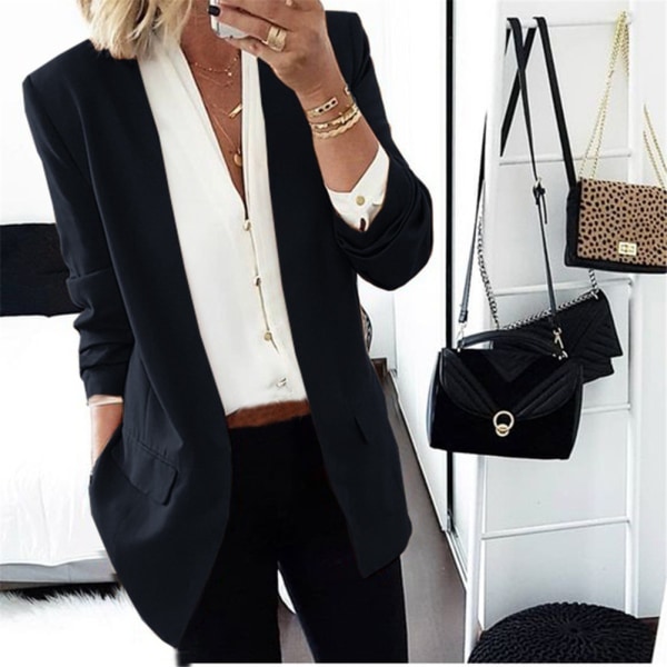 Women Elegant Business OL Coat Cardigan Slim Suit Solid Color Long Sleeve Jackets New f xl