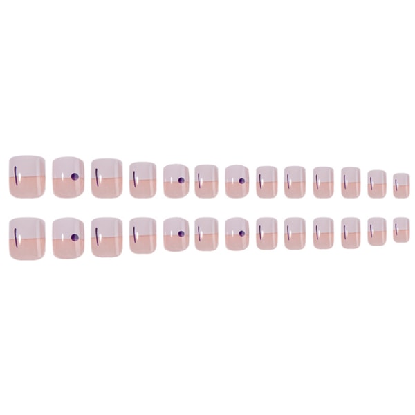Set med 24 tryck på nagelbit Enkelt mönster korta gelé akrylnaglar med lim glue models