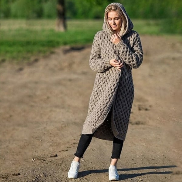 Dam Cardigan Sweater Hoodie Lång blus Lös långärmad Casual Coat Enfärgad b l