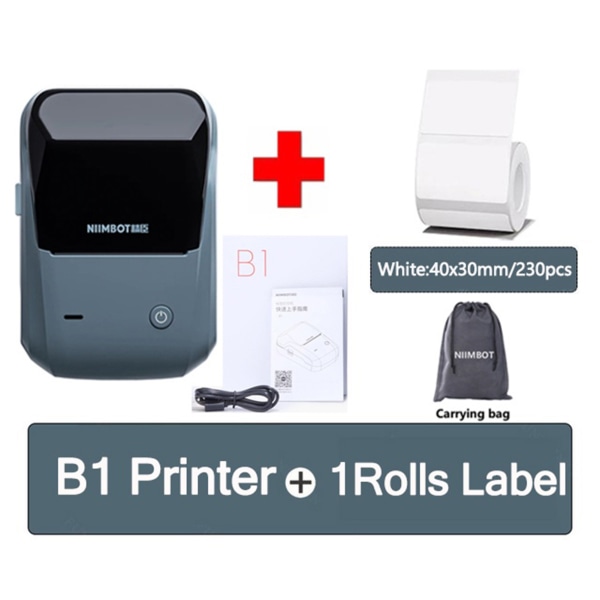 Mini Thermal Label Maker Wireless Machine Instant Thermal Printer för hemorganisationer b1 1 roll of white paper