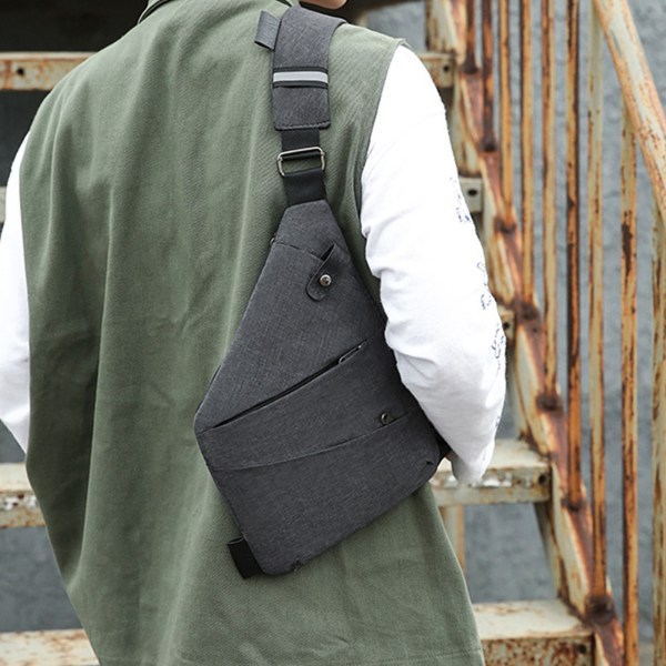 Personal Flexes Bag Justerbar axelrem Stöldskydd bröstväskor för utomhusjoggingsporter black left chest