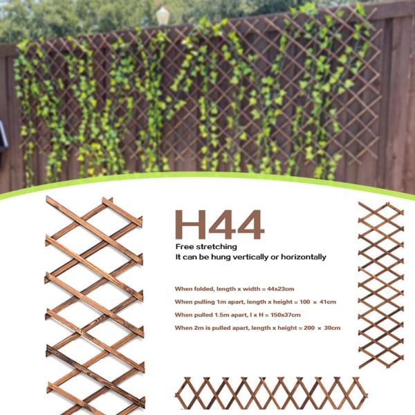 Trädgårdsgaller Spaljéer Expanderbar trästaketpanel Växtstöd för stödklättring Nytt h44