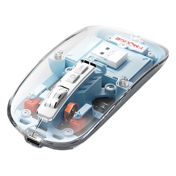 Mode Transparent Bluetooth-kompatibel trådlös mus Bärbar trådlös tyst mus för bärbara PC-datorer blue