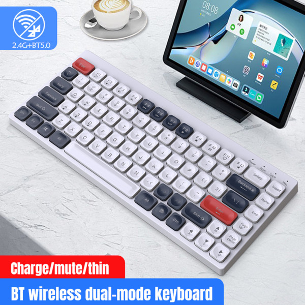 Trådlösa tangentbord Dual Mode 2.4G Bluetooth-kompatibelt trådlöst tangentbord Slient Portabelt speltangentbord yellow