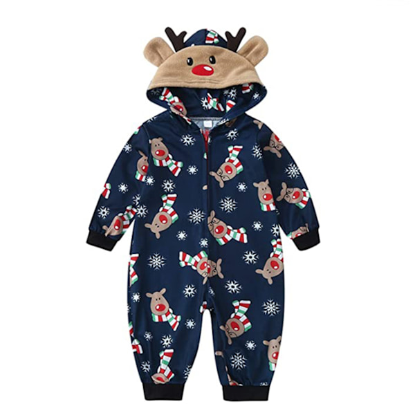 Matchande Familj Jul Ren Pyjamas Hooded Bodysuit One Piece Jumpsuit Sovkläder för baby 6m
