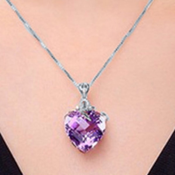 Hjärta smycken hänge halsband romantisk glänsande smycken halsband fru flickvän årsdagen Födelsedag smycken gåvor silver
