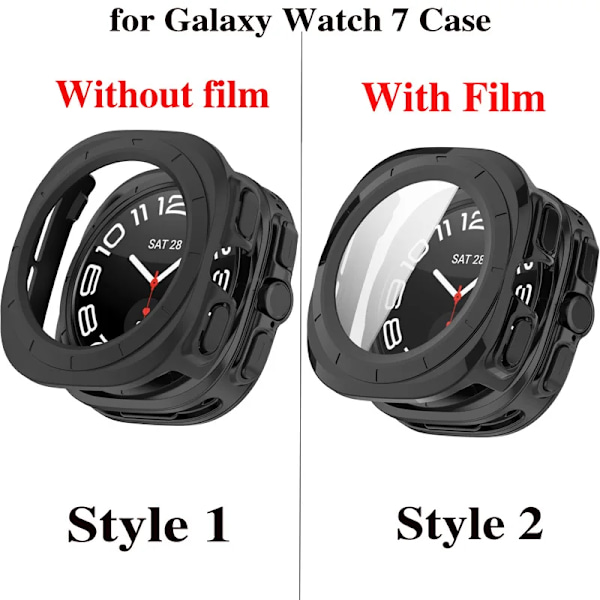 PC-skal för Samsung Galaxy Watch 7 Ultra 47mm Härdat Glas Anti-repa Skärmskydd Stötfångare Skyddande Fodral Tillbehör Style-2 MtP Watch 7 Ultra 47mm