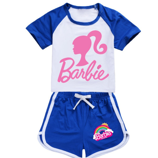 Barbie The Movie100-170 T-shirtshorts för pojkar och flickor Set set blue 160cm