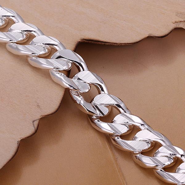 Smycken 925 Sterling Silver 10 mm fyrkantigt spänne sidleds kedja armband för unisex man as show
