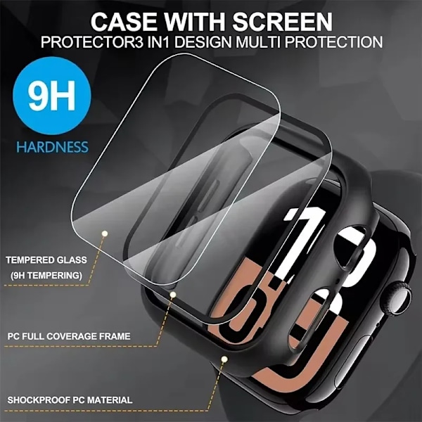 Skärmskydd för Apple Watch-fodral 46MM 42MM HD Härdat Glas med Hård PC Stötfångare Skal för iWatch Serie 10 Skyddsfodral 06 transparent Series 10 46mm